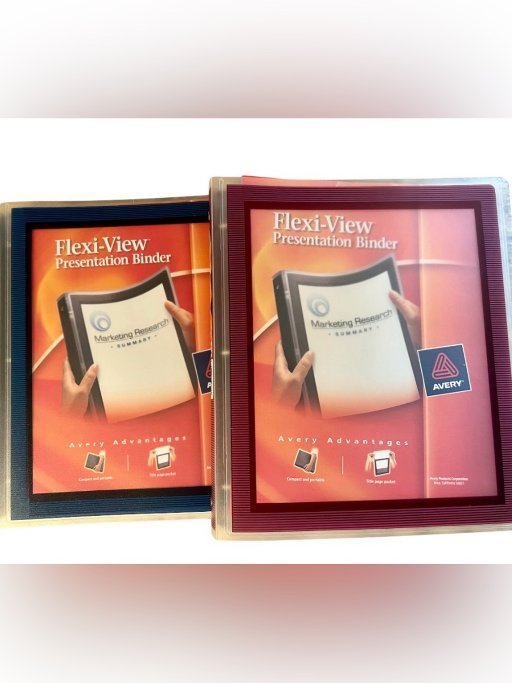 Avery Flexi-View Presentation Binders Red/Blue & Clear Set of 2 NWT